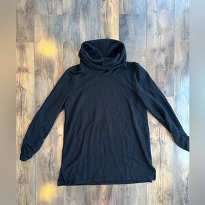 Chico’s Zenergy Black Cowl Neck Pullover Ruched Sleeve Size 1
